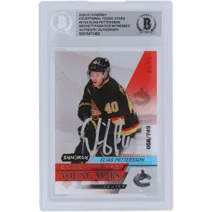 Elias Pettersson Vancouver Canucks Autographed 2020-21 Upper Deck Synergy Young Stars #EY-24 #/749 Beckett Fanatics Witnessed Authenticated Card - Fanatics Authentic Certified