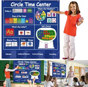 Circle Time Center Classroom Pocket Chart Educational Pocket Chart Teaching Materials Learning Calendar Weather Counting Letter Color Shape etc