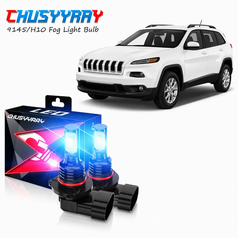 For 2014 2015 Jeep Cherokee 2x 9012 Bule 8000K LED Headlight Bulbs Hi/Lo Beam Vehicle Led, Car Headlights, Led Headlight Assembly