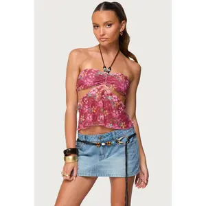 Solana Floral Cut Out Halter Top
