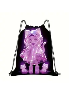 One Piece of an Adorable Cat Design Drawstring - Made from Sturdy, Lightweight with Useful Pockets for Gym, Sports, And Outdoor Use | an Ideal Present for Birthdays And Festive Occasions, This Drawstring Gym Is Perfect