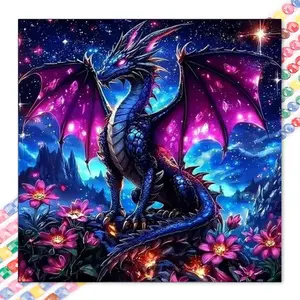 1 DIY handmade diamond painting set, 5D diamond art set, DIY decor, colorful giant dragon diamond painting set full round drill, mosaic, diamond art, DIY art home decoration, suitable for Christmas, Crafts