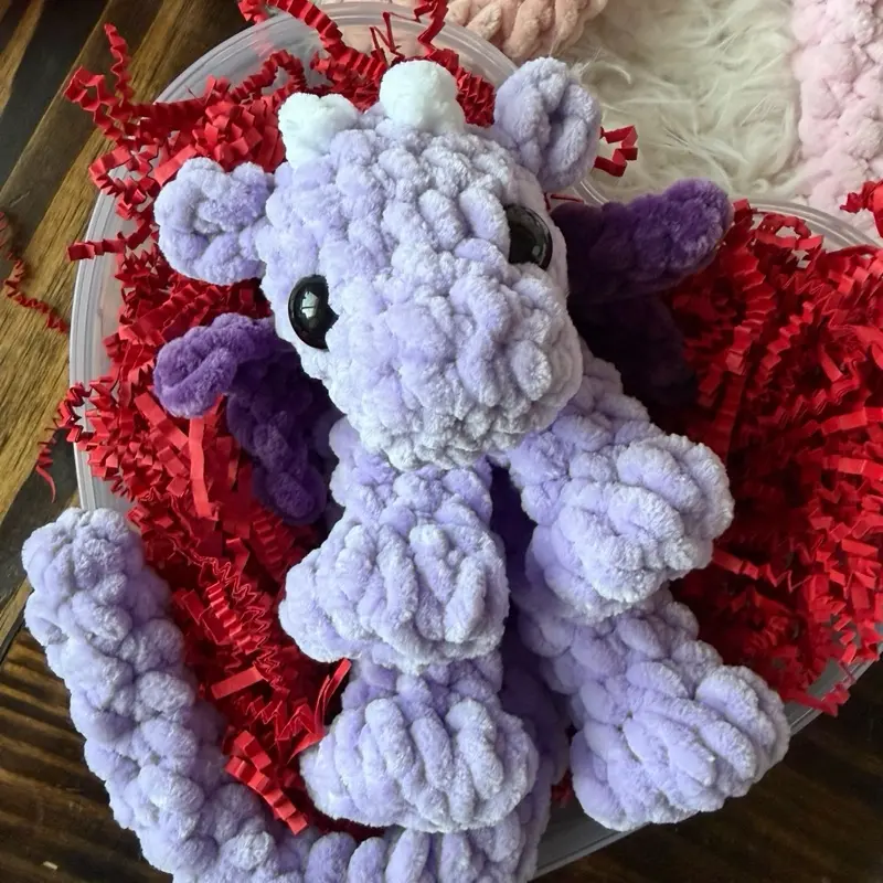Gold Book Nook Dragon - Soft Plush Handmade Crochet Navy Blue