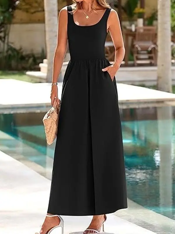 PRETTYGARDEN Womens Summer Casual Scoop Neck Sleeveless Long Dresses Tank Top Patchwork Aline Swing Maxi Dress with Pockets Basic Black Breathable Elegance Beach Blue - TikTok Shop PRETTYGARDEN Womens Summer Casual Scoop Neck Sleeveless Long Dresses Tank Top Patchwork Aline Swing Maxi Dress with Pockets Basic Black Breathable Elegance Beach Blue - TikTok Shop