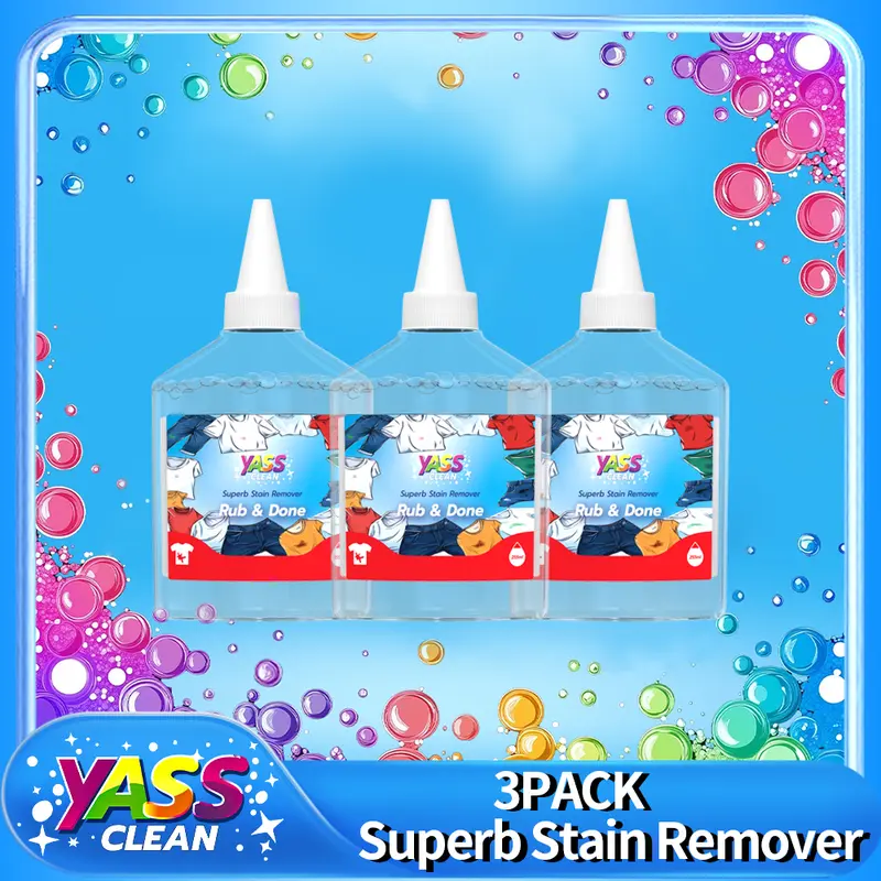 Yass Clean Laundry Superb Stain Remover, Rub & Done ,Pre Washing Liquid for Colours & White Laundry,  Clothes Oil Stain Remover, Fast Laundry Stain Remover, Stubborn Stains Cleaner for Most Types of Clothes,(255ml)