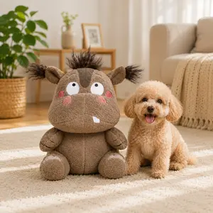 Hippo Plush Pet Toy Pillow, Funny Soft Hippopotamus Stuffed Doll for Pets, Desk Sofa Bedroom Decor, Birthday Christmas Valentine’s Day Holiday Gift