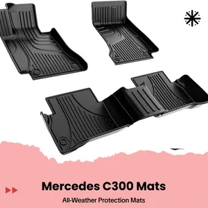 【fathersdaygift】 AOMSAZTO 3Pcs All Weather Waterproof Car Floor Mats, Fit for Mercedes-Benz C300 2015-2021, All Weather Floor Mats for Mercedes Benz C Class Sedan Only 1st and 2nd Row