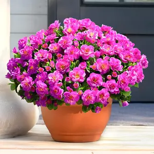 4 Large Bundles Artificial Flowers for Outdoors, Artificial Faux Plants Outdoor, Faux Flowers for Outdoor Planters, UV Resistant Realistic Camellia Silk Fake Flowers for Outside,Spring
