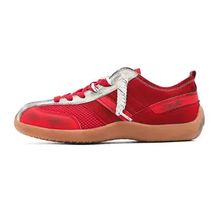 2026 Fall New Men Retro Color Block Flat Breathable German Trainer Shoes Trendy Versatile Sport Casual Gump Style Lace Up Low Top Lightweight Mesh Upper Cushion Sole Anti-Slip Durable Comfortable Walking Jogging Running Training Daily Outdoor