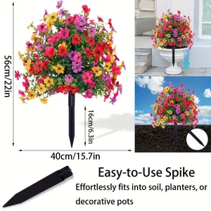 Fake Silk Flowers UV Resistant, Eucalyptus and Lavender with Stakes, Artificial Plants for Outdoor Garden Patio Window Box, Indoor Outdoor Home Decor