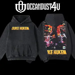 OceanDust4U Duke Nukem Hoodie 100% Premium Cotton Oversized Fit Pre-Washed Classic Top American Made Unisex Streetwear Inspired