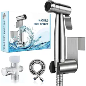 Handheld Bidet Sprayer for Toilet,  Stainless Steel Bathroom Bidet Sprayer Set with Anti-Leaking Hose & 2 Water , Ideal for Feminine Wash, Cloth Diaper Cleaning,  Wash & Pets Shower