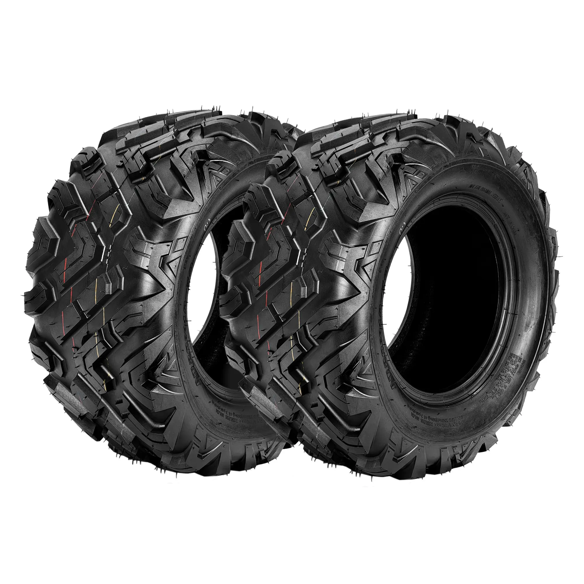 6-Ply Rating Heavy Duty All-Terrain ATV/UTV Tires - Tubeless, Puncture Proof, Deep-Lug Grip Rubber Compound for Off-Roading Work & Trail Riding - Fits Quads & Golf Carts