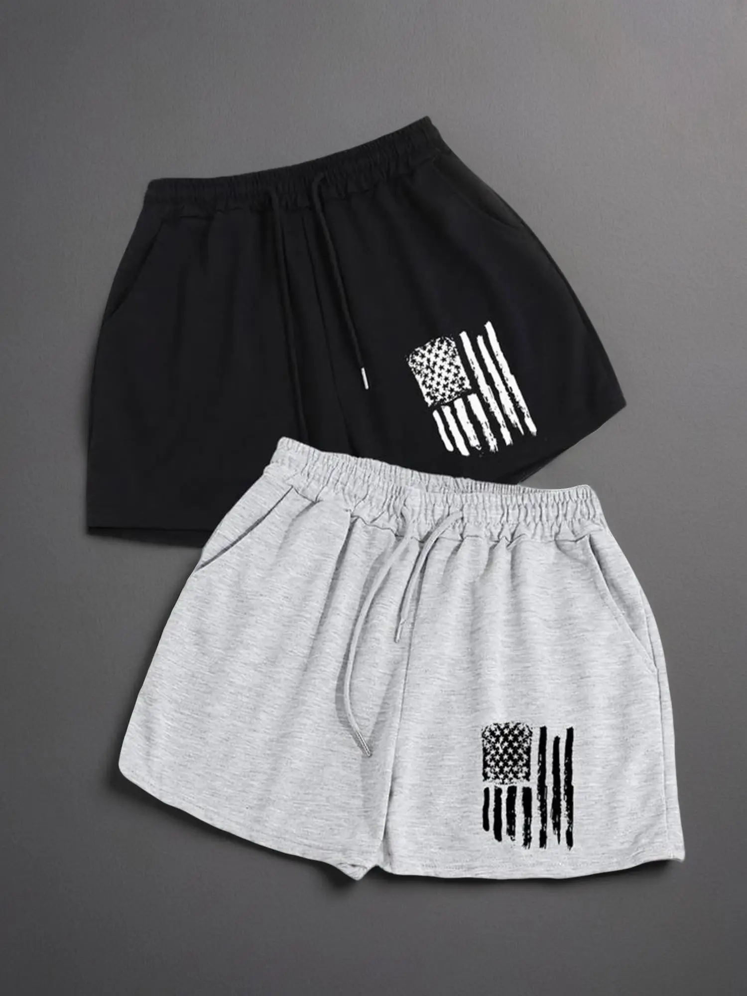 Women's Graphic Print Drawstring Waist Shorts, Casual Pocket Shorts for Fall, Ladies Bottoms for Daily Wear, Back To School Shorts for Women, Women's