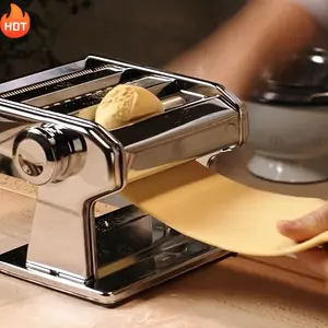 Manual Pasta Maker Stainless Steel 9 Adjustable Settings Spaghetti Fettuccine Lasagna Dumpling Wrappers Durable Kitchen Tool