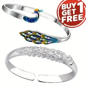 Buy one get one free. There are 2 women's bracelets in total. The silver peacock bracelet is a Valentine's Day gift for your girlfriend. The peacock-shaped bracelets for both men and women are fashionable, simple and exquisite