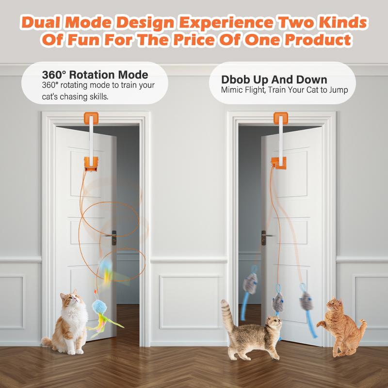 HAPPYCODE Electric Cat Teaser with Remote, Interactive Pet Toy, Rechargeable Door Clip Design, Dual Modes --- 360° Rotation and Irregular Jumping, Stimulates Mind & Body,cat toys, cat stuff Bird cat stuff cat toys,Christmas gifts,Interactive Cat Toy HAPPYCODE Electric Cat Teaser with Remote, Interactive Pet Toy, Rechargeable Door Clip Design, Dual Modes --- 360° Rotation and Irregular Jumping, Stimulates Mind & Body,cat toys, cat stuff Bird cat stuff cat toys,Christmas gifts,Interactive Cat Toy