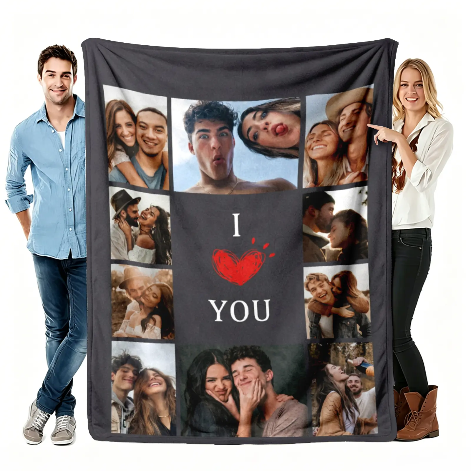 Custom Photo Flannel Throw Blanket - Personalized Romantic Blanket, Soft Cozy Warm Gift for Couple, Living Room Home Decor, Anniversary Valentine Birthday Keepsake, Custom Blanket, Personalized Blankets