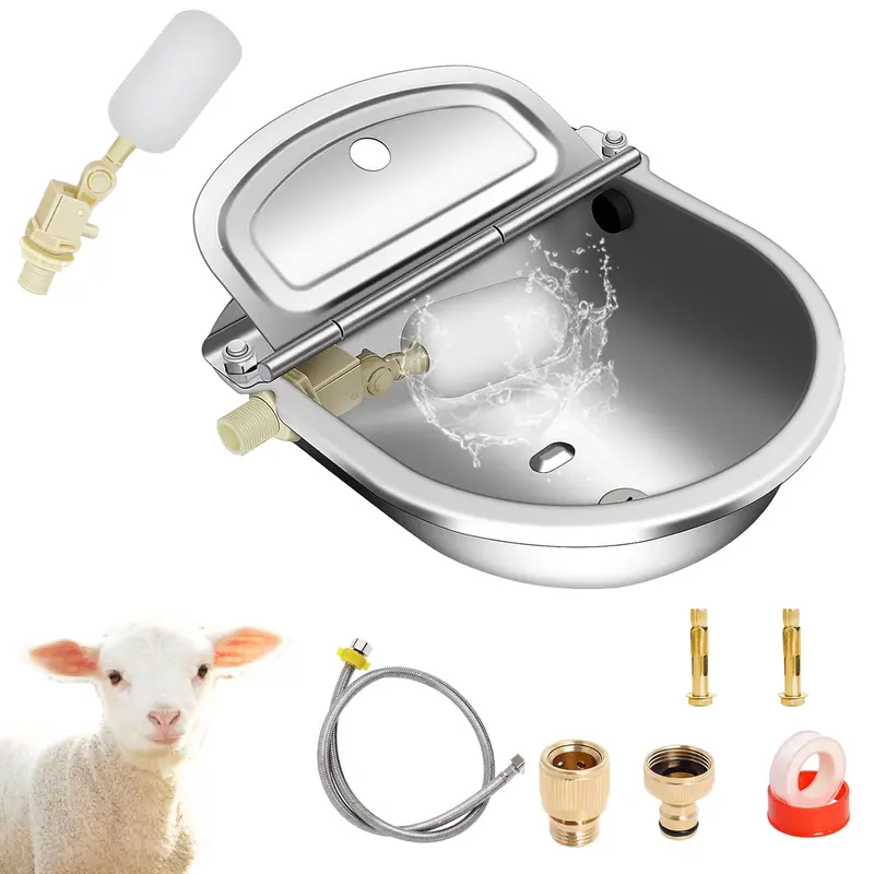 3L Stainless Steel Automatic Water Bowl - Drinking Water Bowl,3L Automatic Water Dispenser for Dogs - 304 Stainless Steel Bowl, Hose-Connected Self-Filling, Durable Construction, Easy to Clean Indoor-Outdoor Pet Watering Solution (Fits Horse, Cow, Duck)