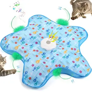Electric Feather Cat Toy, Automatic Spin Disc, Self-Amusement Hiding Game, Electric Hunting Cover, Pet Gift, Suitable for All Cats