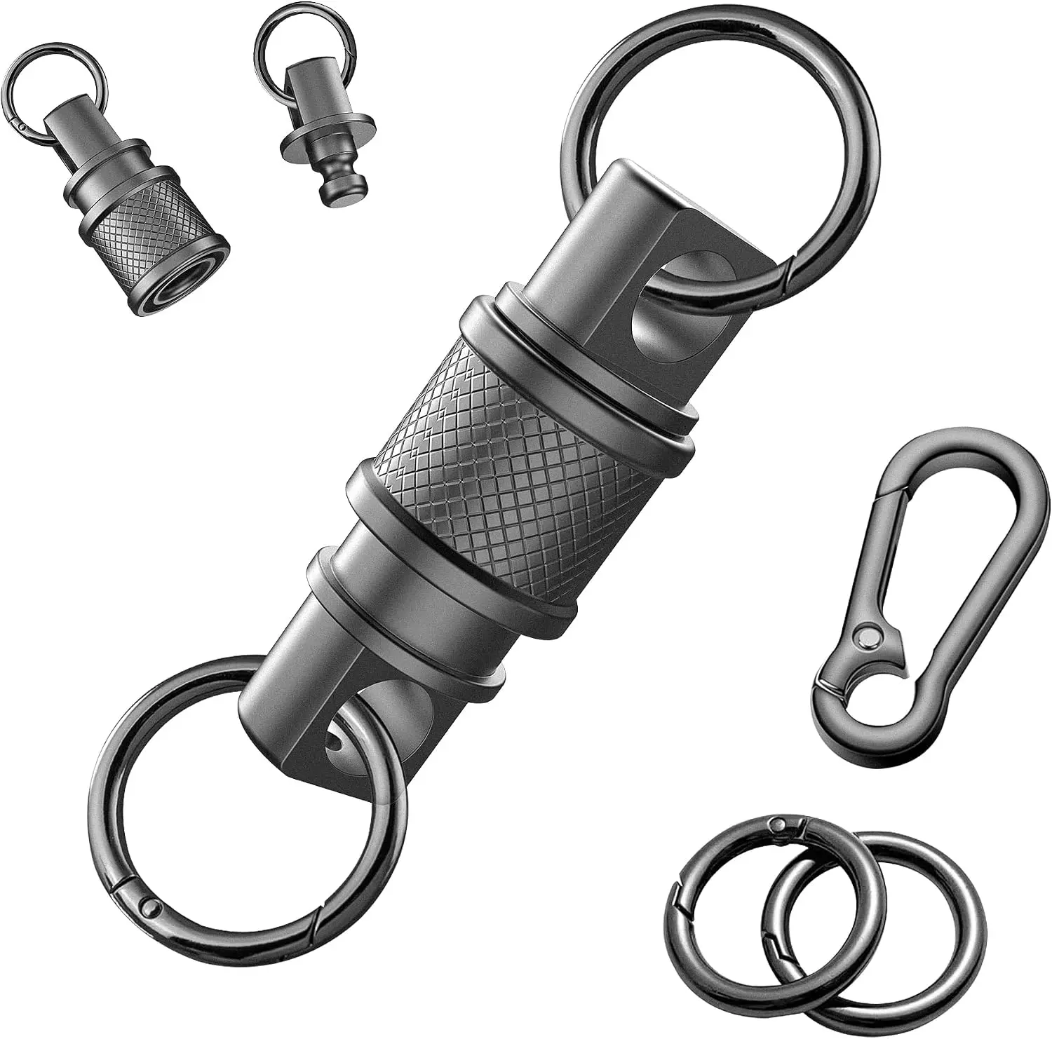 Quick Release Keychain with Detachable Key Rings-Heavy Duty Retractable Key Chain Clip for Men&Wome