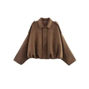 NewWomen's Texture Bomber Jacket Coat, Stylish Outerwear for Casual Wear, Comfortable and Warm Fashion Essential Piece for Fall & Winter Seasons Can be used with raincoat