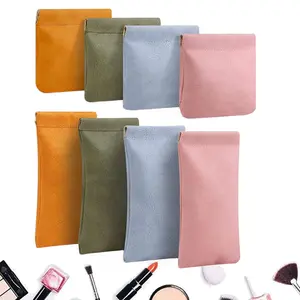 Personalized Snap Closure Leather Organizer Pouch, Jolly Wish Pouch, Pouchic Snap Closure Pouches, Portable Small Makeup Bag for Purse, Pouchic Bag for Men/Women