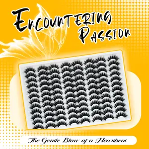 Encountering Passion 48 Pairs Extra Large Volume False Eyelashes Black Stem Curly Fluffy Thick Soft Natural Lash Short Eyelash Makeup Cosmetic
