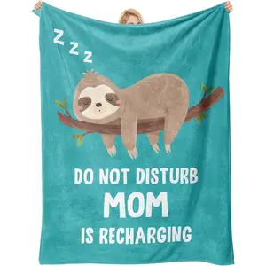 Soft Funny Throw Blanket Gifts for Mom Christmas, Moms Birthday Gifts from Daughter Son, Moms Gift for Birthday Christmas Valentines Mothers Day Ideas, Funny Mom is Recharging Fleece Throw Blanket