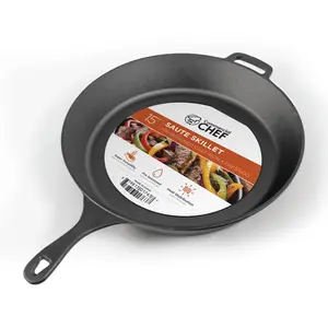 COMMERCIAL CHEF 15-inch Pre-seasoned Cast Iron Skillet