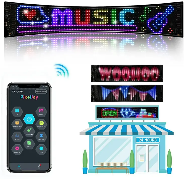 DAYBETTER Car Windshield LED Eyes Ornament - IP65 Programmable LED Sign, APP-Controlled Scrolling Signs, Custom Text/Pattern Animation, Tape Mounting Car Exterior Accessory (No Power Supply) sohochic