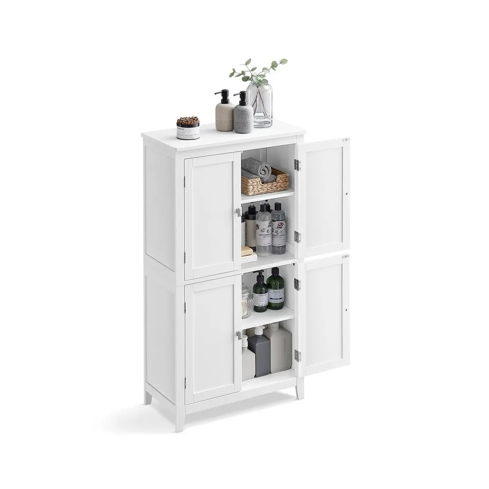 VASAGLE Modern Floor-Mounted Hallway Furniture, Freestanding Storage Cabinet with 4 Doors & Adjustable Shelves, 11.8x23.6x43.3 Inches, for Entryway, Bathroom, Modern Storage Cabinet, Adjustable Shelves Hallway Furniture