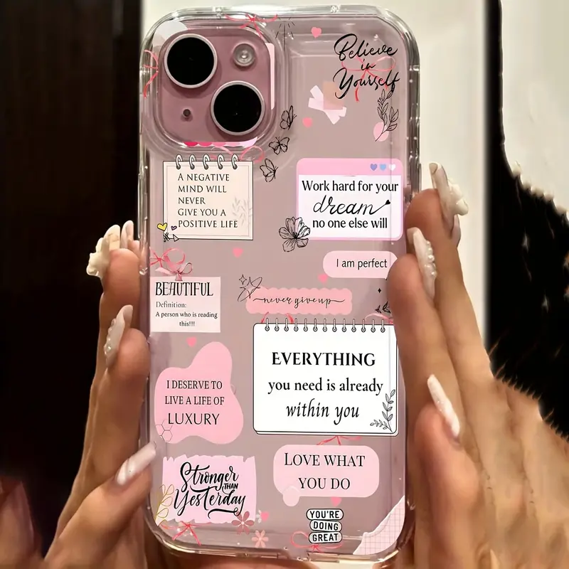Transparent TPU Soft Gel Phone Case with Inspirational Quotes for iPhone 16/15/14/13/12/11 Pro Max - High-Quality, Comfortable Touch, Smartphone/Cellphone/Handheld Device Protection Against Collisions & Drops