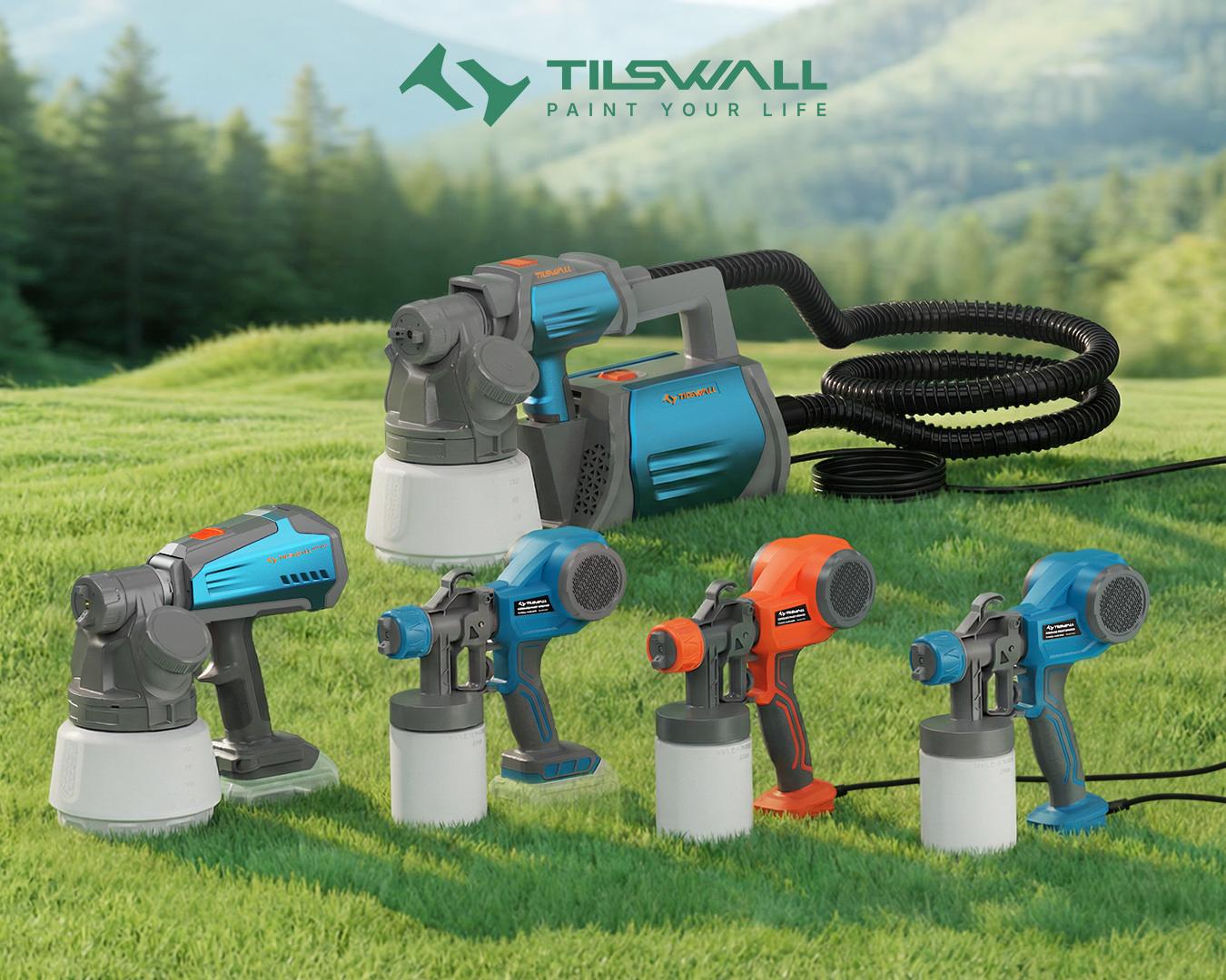 Tilswall Alien 500 Ultra Paint Sprayer Tool HVLP Electric Sprayer, Adjustable Width Knob, 600ml Container, 4 Nozzles, 3 Patterns, Easy to Clean – Great for Furniture, Walls, Fencing & DIY High Power Hv lps Handle Tool mom father mother gift