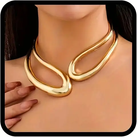 1 Vintage Chunky Gold/Silver/Mixed Color Necklace - Elegant Spring Statement Necklace Choker Jewelry for Women, Perfect for Everyday Wear or Gift Giving, Versatile Accessory for All Seasons, Vintage Jewelry, Statement Piece, Modern Jewelry, Durable Jewelr