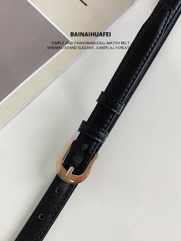 Women's Minimalist Casual Plain Color PU Leather Belt, Vintage Trendy Belt, Fashionable Versatile Belt for Jeans & Dress Decoration