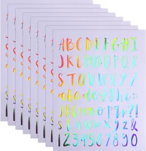 8 Sheets Vinyl Cursive Letter Alphabet Number Stickers Christmas Self Adhesive Letters Sticker for Scrapbooking Signs Containers Jar Labels Classroom Decor Door Decals(1 Inch,Rainbow)