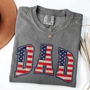 Comfort Colors® American Dad Shirt, Dad USA Flag Shirt, Fathers Day Gift, 4th of July Shirt
