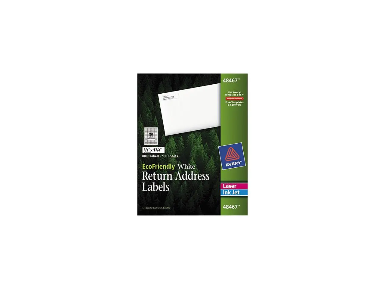 Avery 48467 EcoFriendly Labels, 1/2 x 1-3/4, White, 8000/Pack Avery 48467 EcoFriendly Labels, 1/2 x 1-3/4, White, 8000/Pack