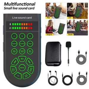 Audio Mixer, Studio Mixer, Portable Live Streaming Sound Card, Voice Changer Noise Reduction, Microphone & Headset Cable, Suitable for Smartphones, Computers, Tablets