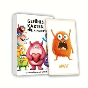 Puzzle emotion cards with cute designs for recognizing and expressing feelings. Ideal for parent-child interaction, communication development, and early emotional learning toys.