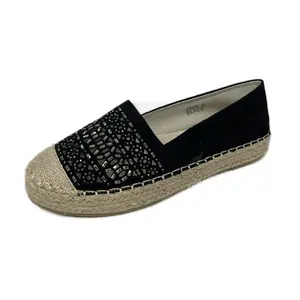 Women's Slip-On Style Flate Footwear 3505 with Textured Design and Comfortable Fit - Walking Shoes Loafer Girl Running Slipon Black