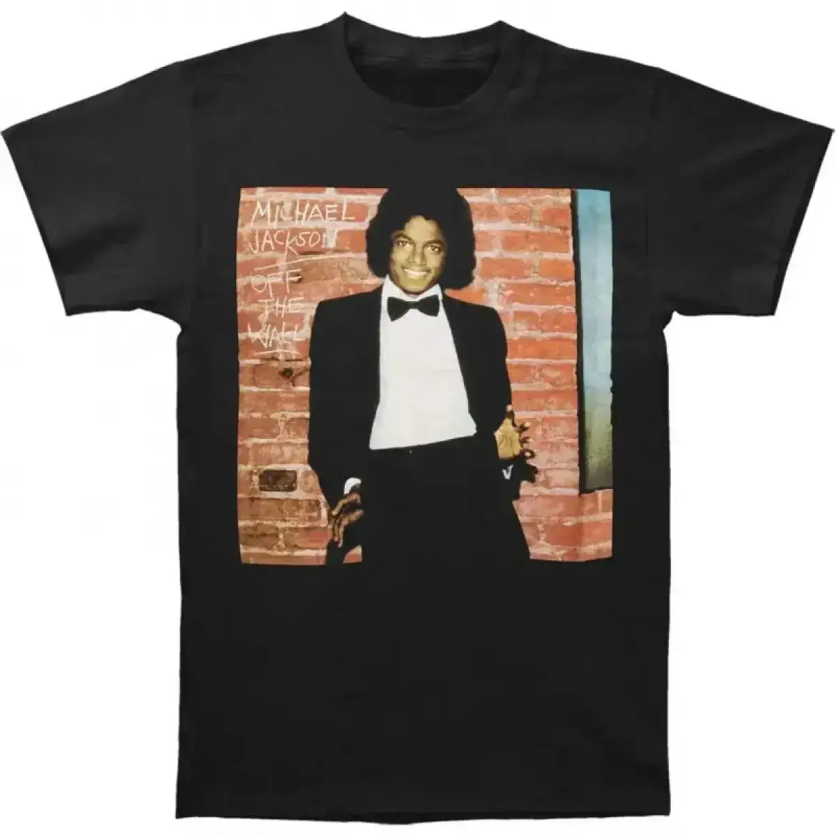 Michael Jackson Men's Off The Wall Slim-Fit Biker T-Shirt - Black, Breathable, Ultra-Soft Vintage-Feel, Machine Washable, Officially Licensed Merchandise (Oversize Option Available), Menswear, Casual, Eco-Friendly Printing, Street, Unisex, Cold Wash, Gym,