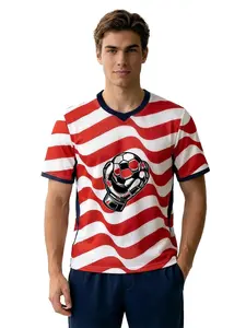 The Must-Have Jersey of 2026! Crafted from breathable mesh fabric and featuring striking red-and-white stripes alongside a goalkeeper-themed print, this is the perfect choice—whether you're attending the match in person or joining a watch party! Top  Man