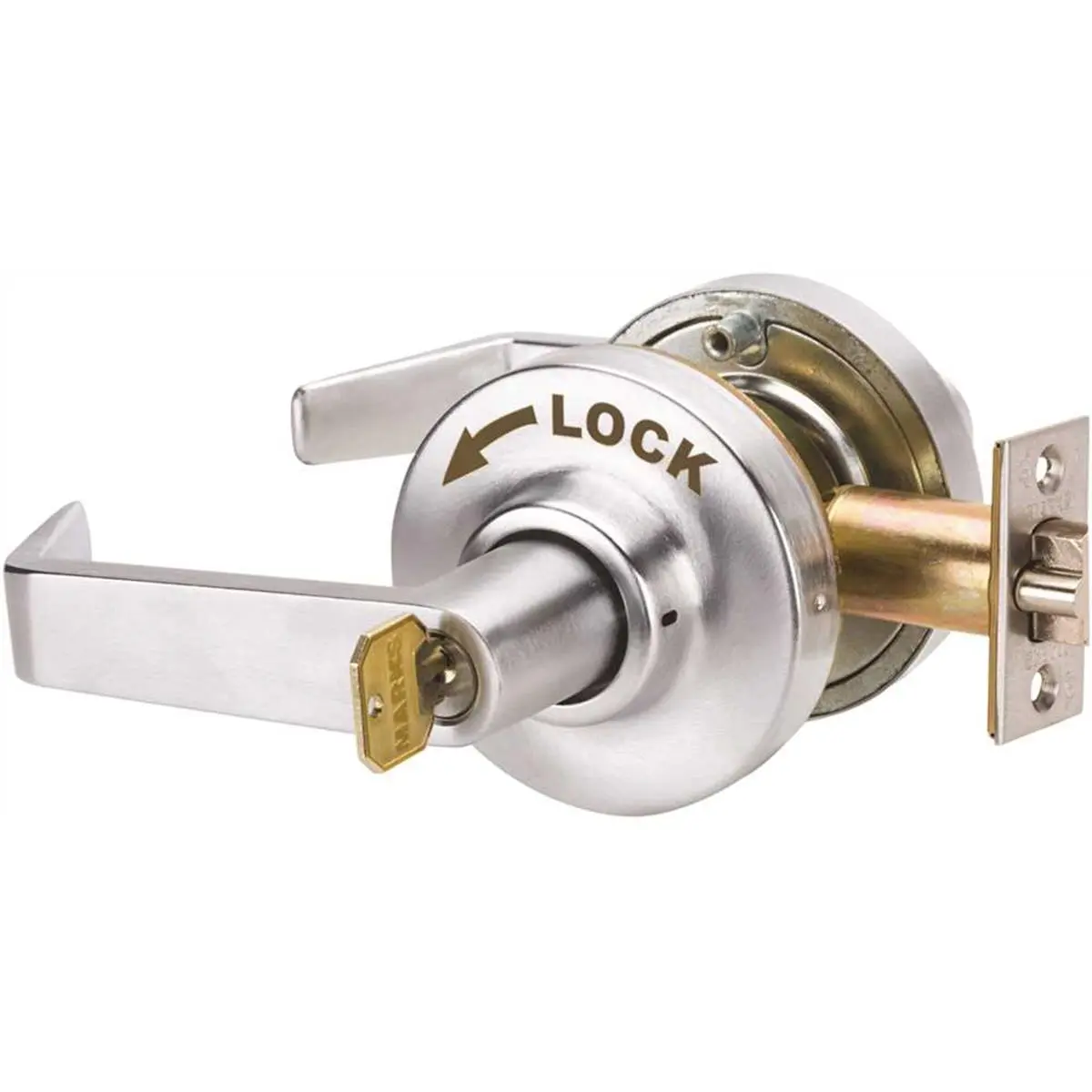 212 MAIN 195DB-26D Grade 1 2.75 in. Double Cylinder Classroom Door Lockset, Lever Handle, High-Quality Material, Outside Lockable via Inside Lock Cylinders, Universal Fit, Satin Chrome, Inside Always Free Egress (Door Locks for Motorcycle Security)