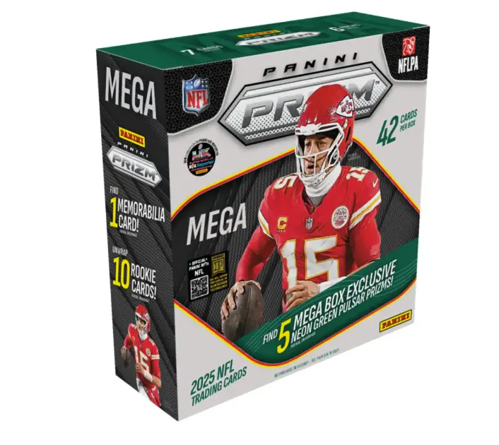 2025 Panini Prizm Football Mega Box (Mega Exclusives : NEON Green Pulsar Prizms)