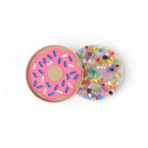 Donut Shaped Picky Pad and Tray- Satisfy Your Urge to Pick, Pop and Peel Stress-Free! Squishy Dumplings Pink Squishy Maker