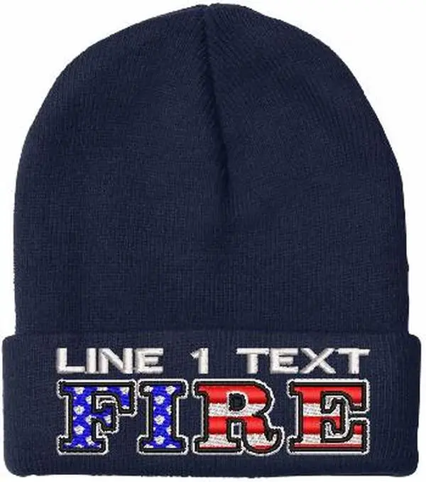 Custom Firefighter Winter Hat - USA FIRE Style Embroidered Winter Hat with your custom line 1 text