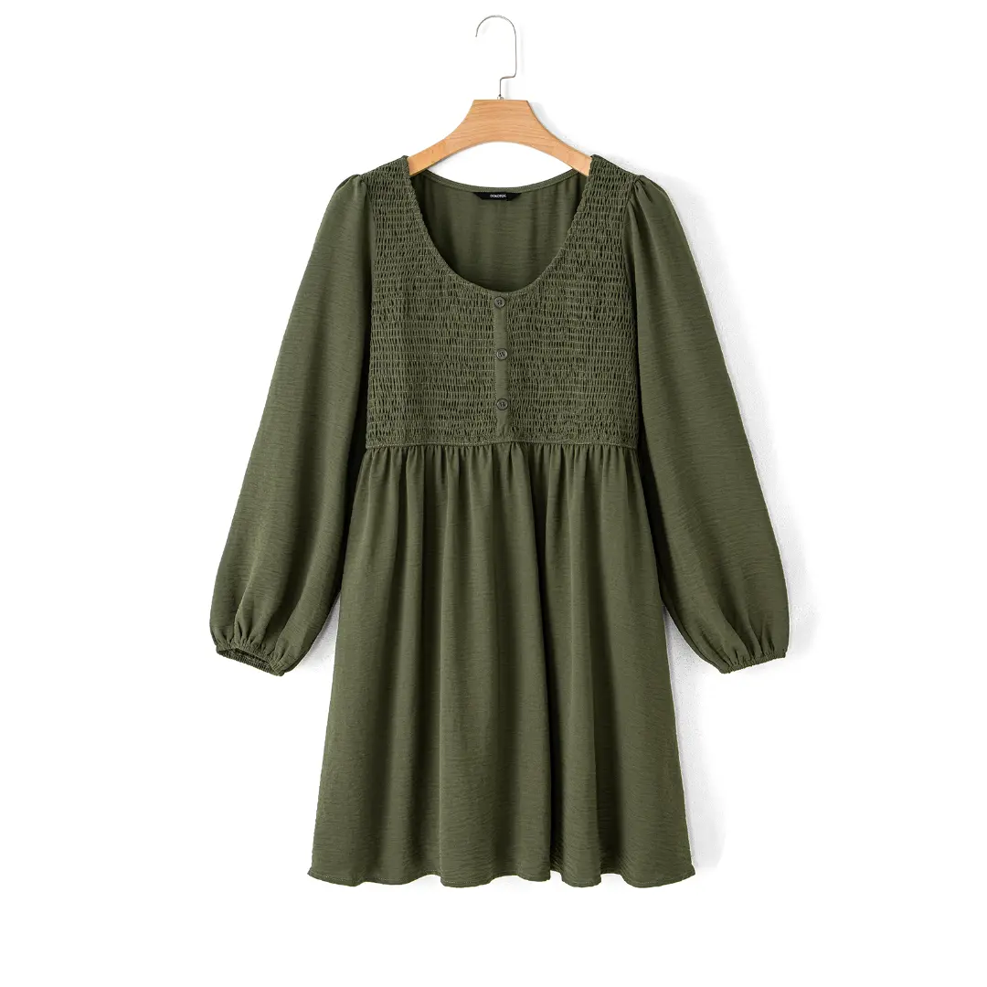 Dokotoo Womens 2026 Casual Dress Smocked Crewneck Button Up Long Sleeve Empire Waist A-Line Mini Dress - TikTok Shop Dokotoo Womens 2026 Casual Dress Smocked Crewneck Button Up Long Sleeve Empire Waist A-Line Mini Dress - TikTok Shop