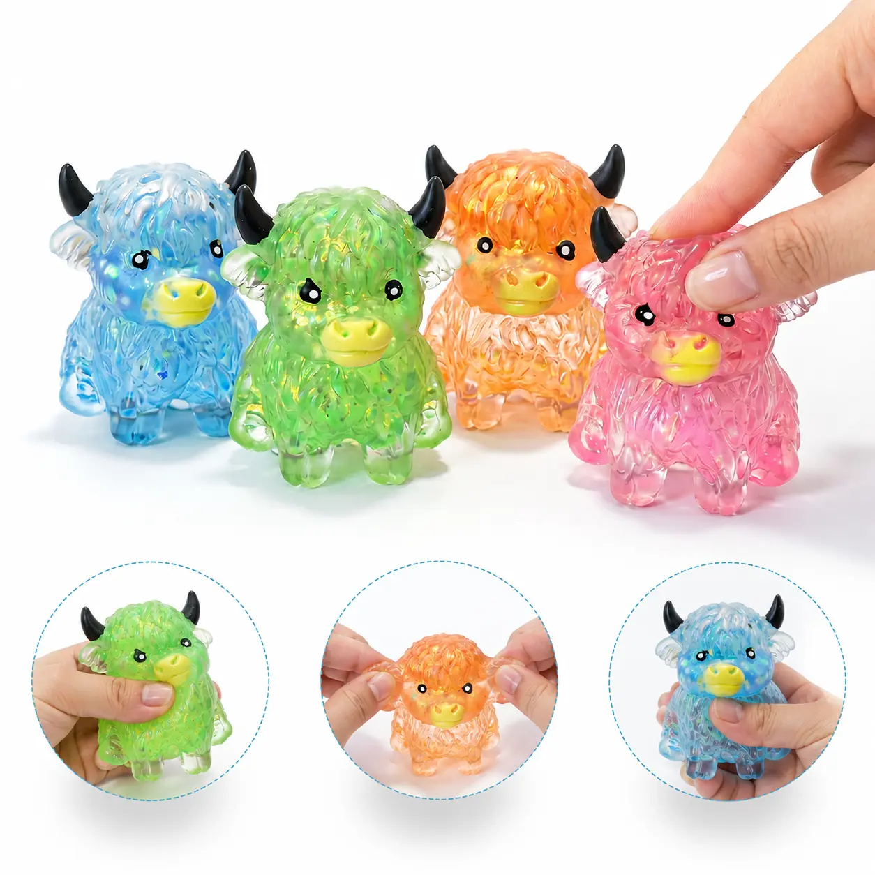 Slow Rebound Squishy Stress Relief Toy, Cute Colorful High-Low Bull Figurines for Kids & Adults, Fun Sensory Decompression Toy